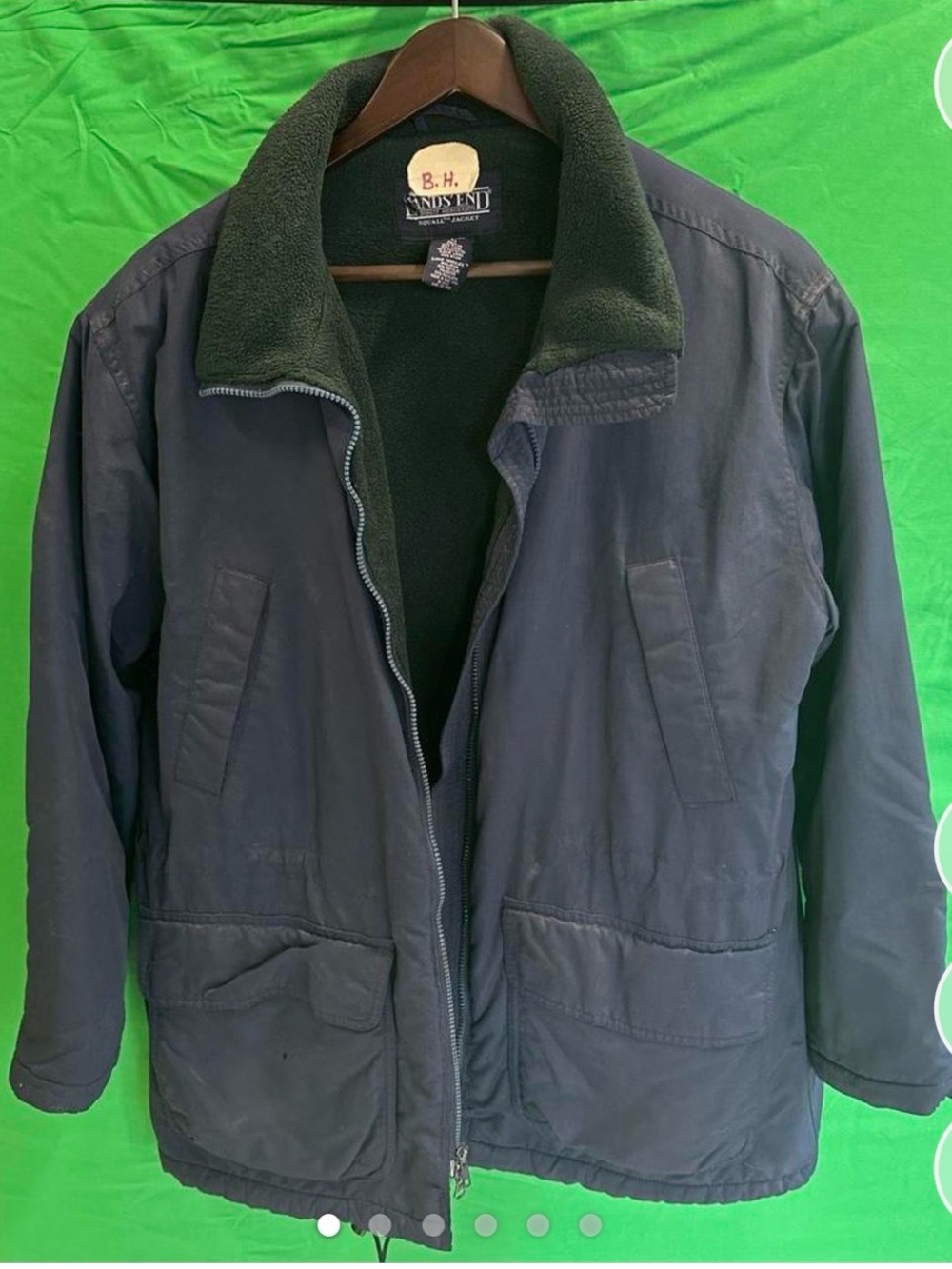 Lands' End Men's Dark Navy Field Jacket with Fleece Lining